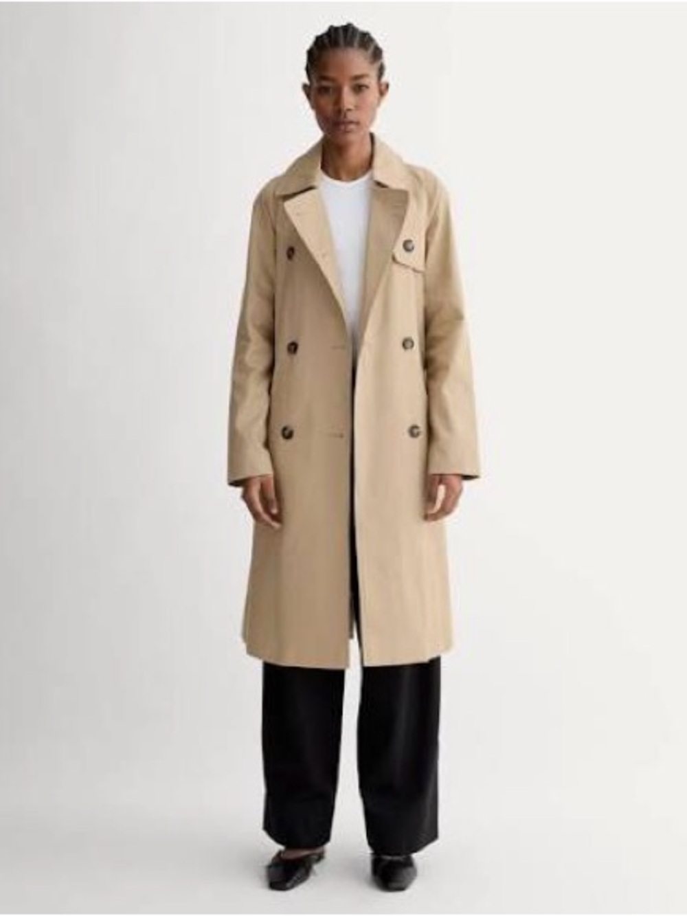 Everlane Medium NWOT Beige Double-Breasted 100% Cotton Trench Coat - Women